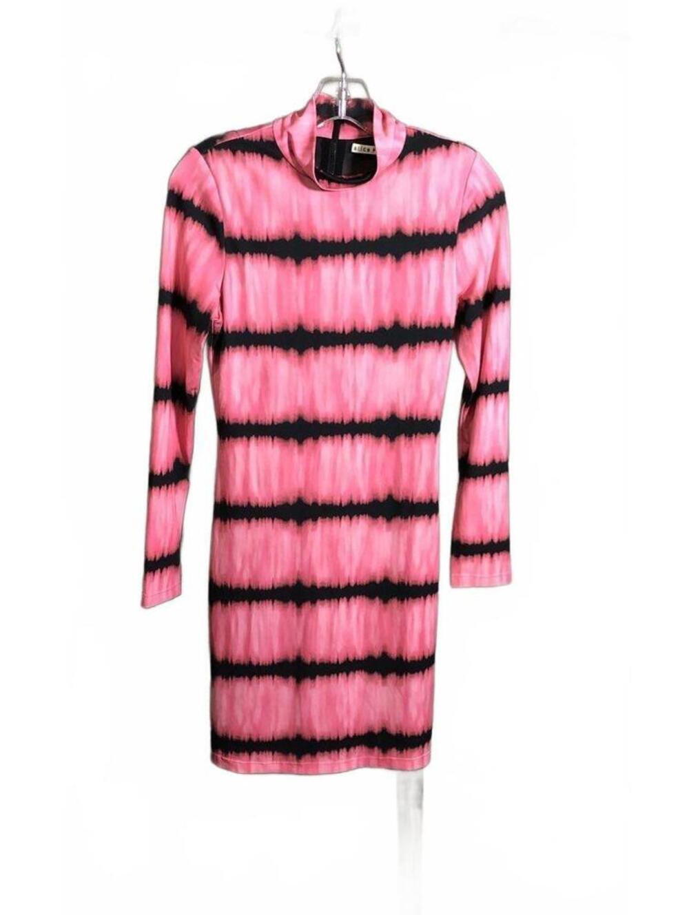Alice + Olivia Pink Black Tie Dye Mock Neck Delora Open Back Mini Dress 4